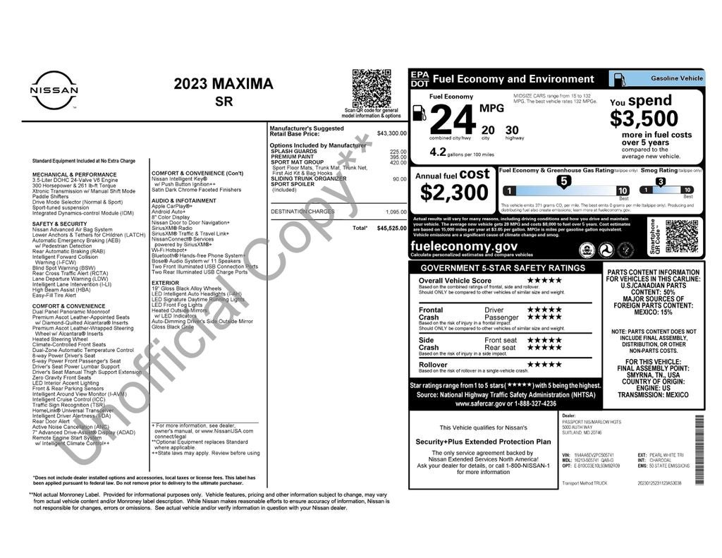 2023 Nissan Maxima SR