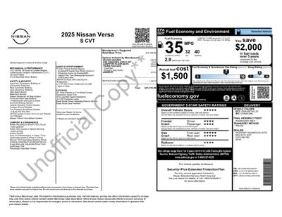 2025 Nissan Versa 1.6 S