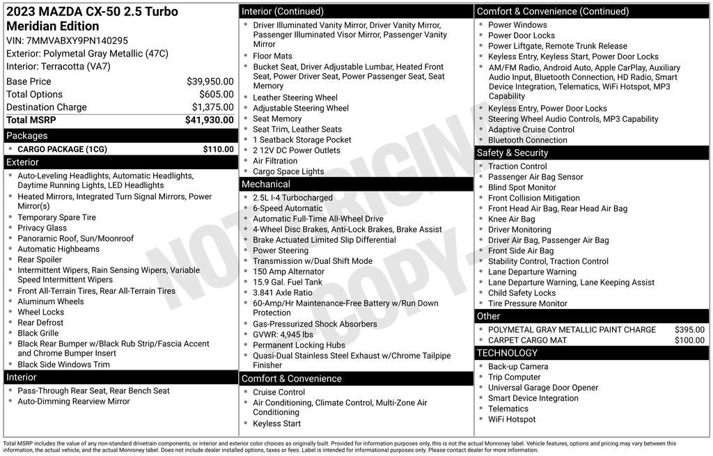 2023 Mazda Mazda CX-50 2.5 Turbo Meridian Edition