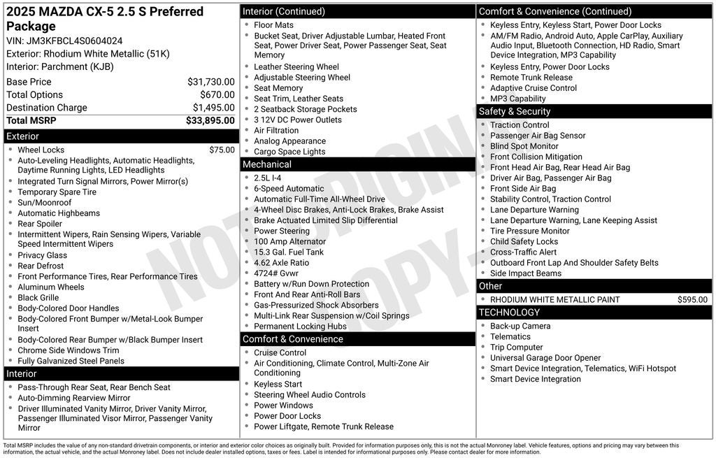 2025 Mazda Mazda CX-5 2.5 S Preferred Package