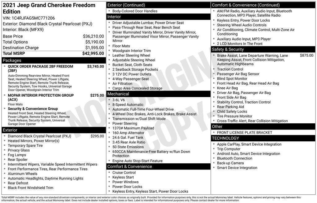 2021 Jeep Grand Cherokee Freedom Edition
