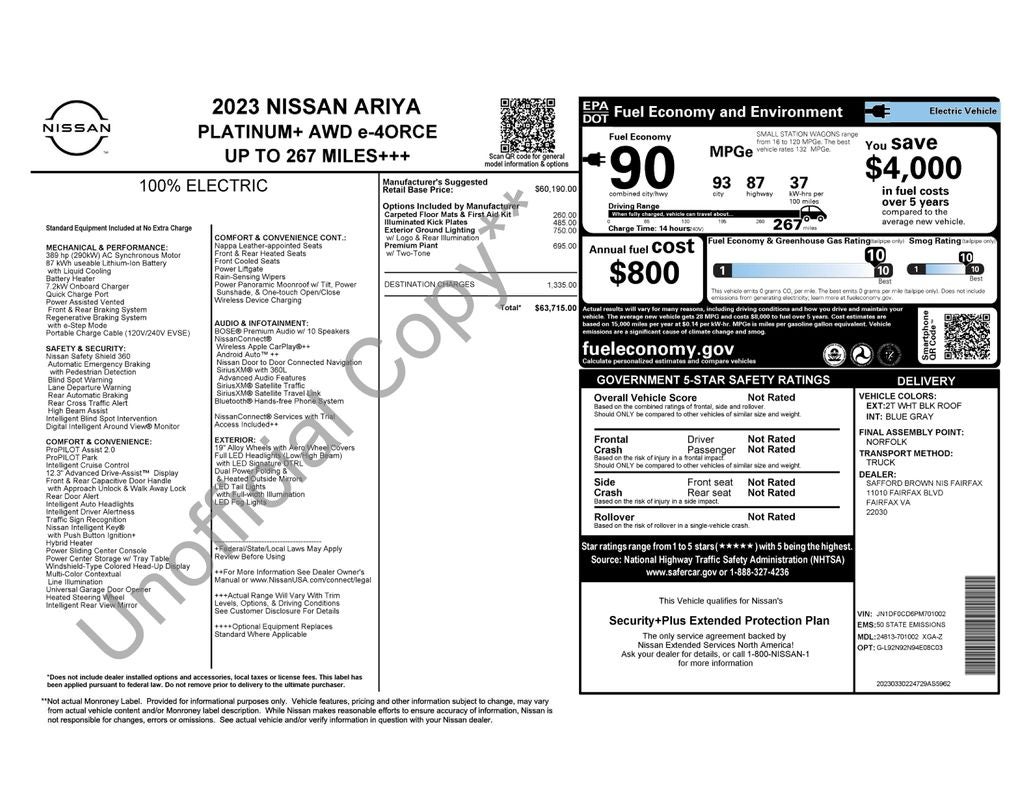 2023 Nissan Ariya PLATINUM+ e-4ORCE EV Certified
