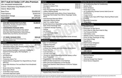 2017 Audi A4 2.0T ultra Premium