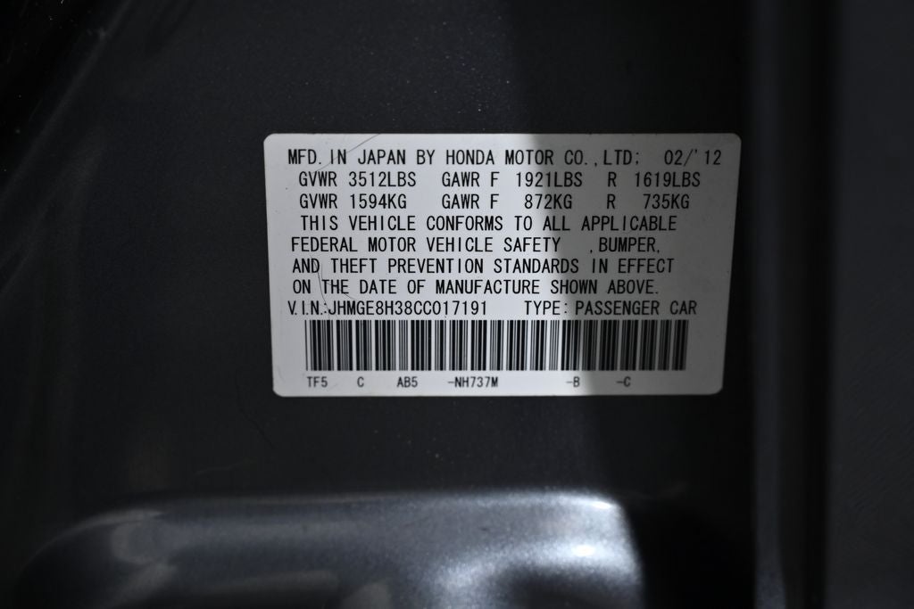 2012 Honda Fit 5dr HB Auto