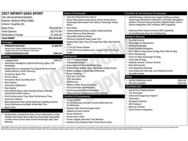 2027 INFINITI QX65 Sport AWD