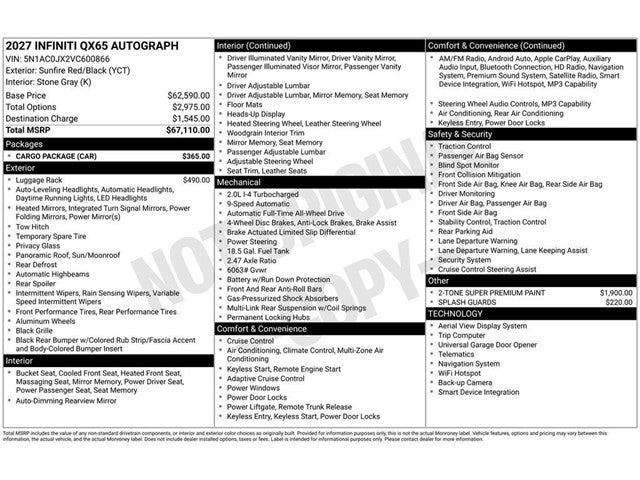 2027 INFINITI QX65 Autograph AWD